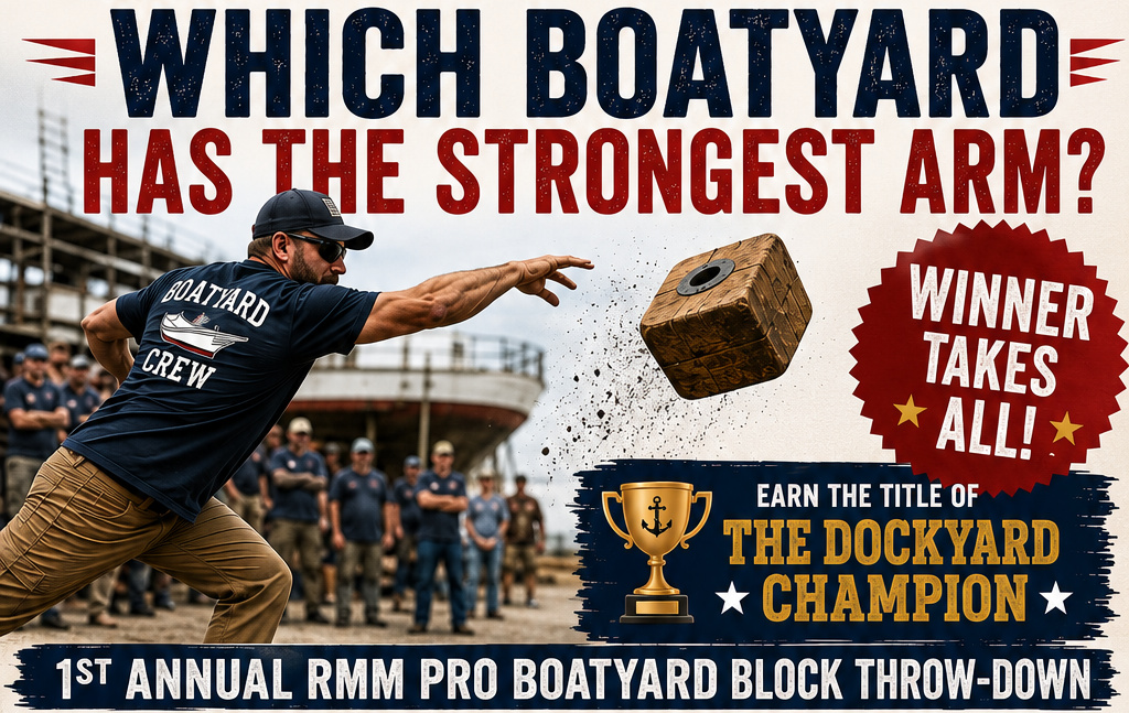 Which boatyard has the strongest arm? Winner takes all block throwing contest.